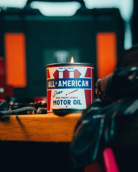 All-American Motor Oil Scented Candle 8oz – Soy Wax | Made in USA All American Maker  Candle