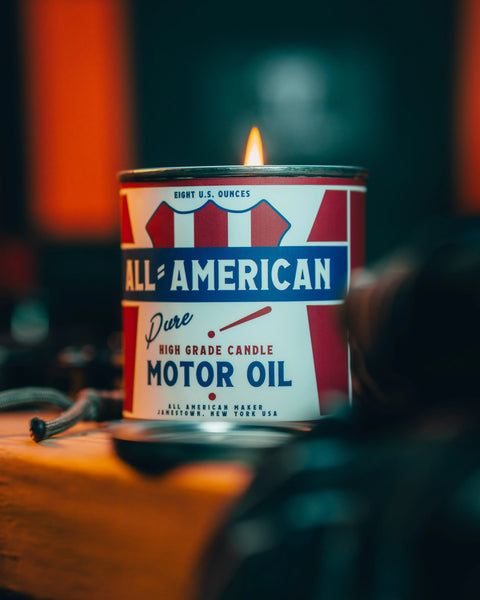 All-American Motor Oil Scented Candle 8oz – Soy Wax | Made in USA All American Maker  Candle