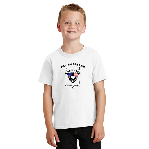 All American Organic Cotton Unisex Tee – Patriotic Cowgirl Shirt | Made in USA Suede Kloth 
