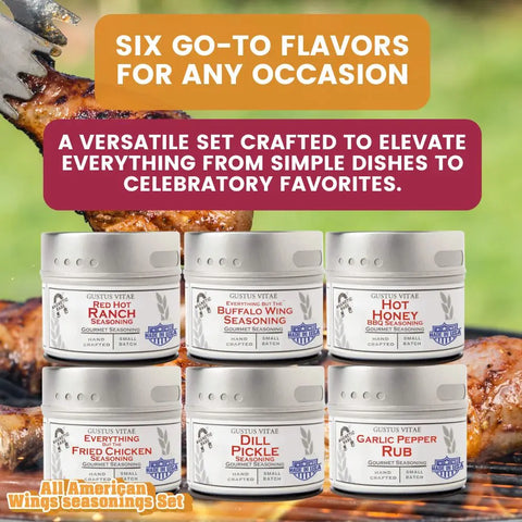 All American Wings Gourmet Seasoning Set – Handcrafted Spice Collection | Made in USA Gustus Vitae  Collections & Gift Sets