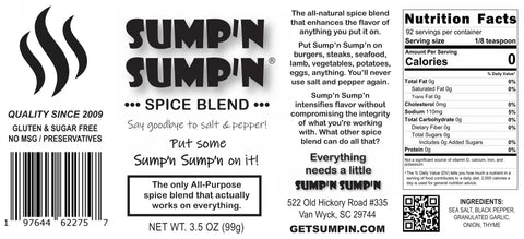 All-Natural SUMP'N SUMP'N 3.5 oz Spice Blend – Gluten-Free Vegan Seasoning | Made in USA SUMP'N SUMP'N  Spice Blend