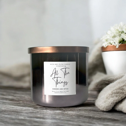 "All the Things" Ginger and Spice Luxury Scented Candle Wick and Glow Candle Company™  Candles