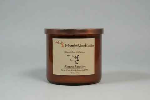 Almost Paradise – Soy 3-Wick Blown Glass Collection MorninWood Candles  3 Wick Candle
