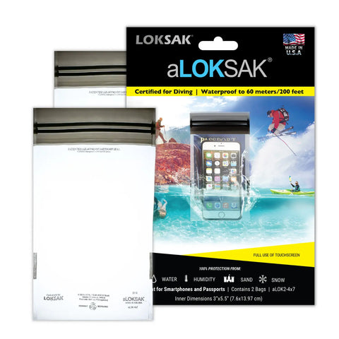 Aloksak Waterproof Electronics Bag 4x7 Inch – 2 Pack | Made in USA LOKSAK