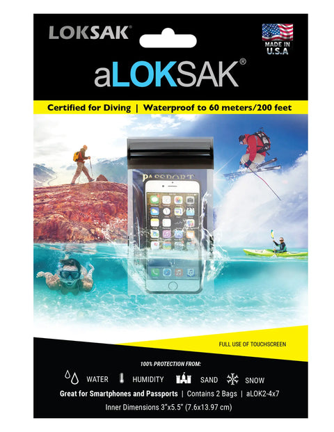 Aloksak Waterproof Electronics Bag 4x7 Inch – 2 Pack | Made in USA LOKSAK