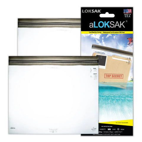 Aloksak Waterproof Element Proof Bag 13x11 Inch – 2 Pack | Made in USA LOKSAK