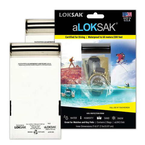 Aloksak Waterproof Element Proof Bag 3x6 Inch – 2 Pack | Made in USA LOKSAK