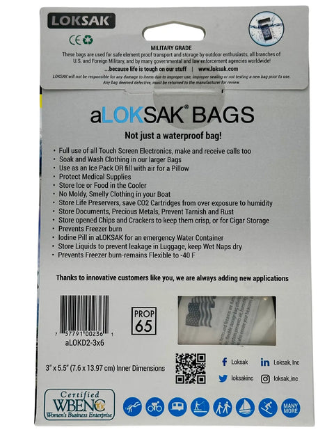 Aloksak Waterproof Element Proof Bag 3x6 Inch – 2 Pack | Made in USA LOKSAK