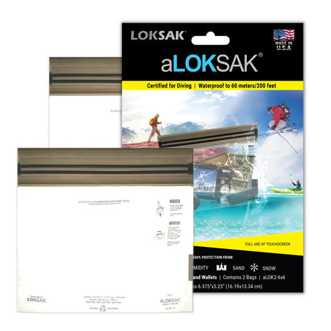 Aloksak Waterproof Element Proof Bag 6x6 Inch – Reusable 2 Pack | Made in USA LOKSAK