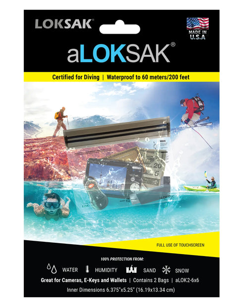 Aloksak Waterproof Element Proof Bag 6x6 Inch – Reusable 2 Pack | Made in USA LOKSAK