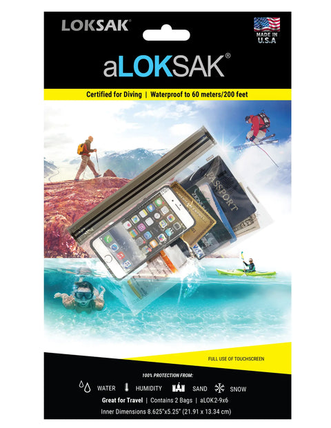 Aloksak Waterproof Element Proof Bag 9 Inch x 6 Inch – 2 Pack | Made in USA LOKSAK