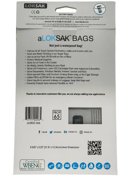 Aloksak Waterproof Element Proof Bag 9 Inch x 6 Inch – 2 Pack | Made in USA LOKSAK