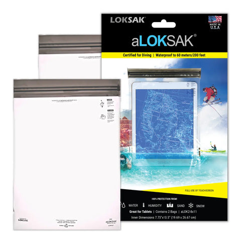 Aloksak Waterproof Element Proof Bags 8x11 Inch 2 Pack – Heavy Duty Tablet Storage | Made in USA LOKSAK