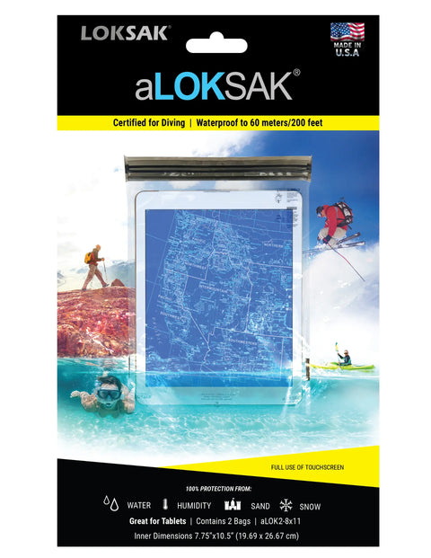 Aloksak Waterproof Element Proof Bags 8x11 Inch 2 Pack – Heavy Duty Tablet Storage | Made in USA LOKSAK