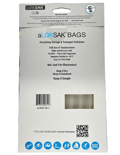 Aloksak Waterproof Element Proof Bags 8x11 Inch 2 Pack – Heavy Duty Tablet Storage | Made in USA LOKSAK