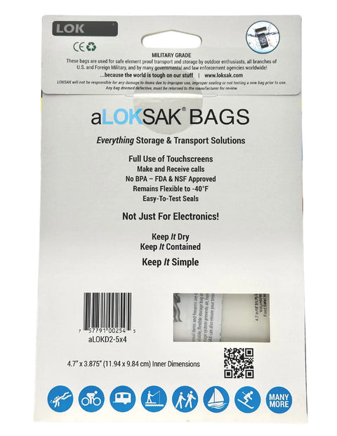 Aloksak Waterproof Element Proof Storage Bags 5x4 Inch – 2 Pack | Made in USA LOKSAK