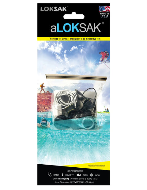 Aloksak Waterproof Storage Bags 12x12 Inch – 2 Pack | Made in USA LOKSAK