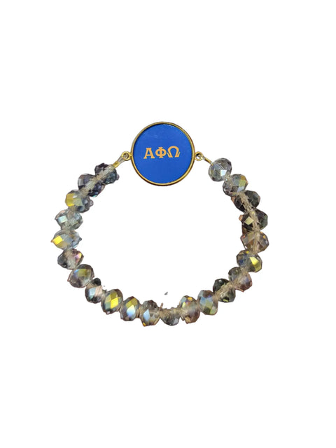 Alpha Phi Omega Crystal Bracelet – Luminous Grey AB Crystals – Custom Fraternity Jewelry | Made in USA Gift Box Michelle Marie Boutique  Bracelet