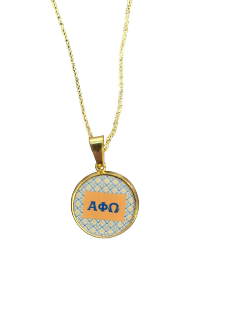 Alpha Phi Omega Gold Plated Stainless Steel Jewelry Set – Custom Fraternity Necklace and Earrings | Made in USA Gift Box Michelle Marie Boutique  Jewelry