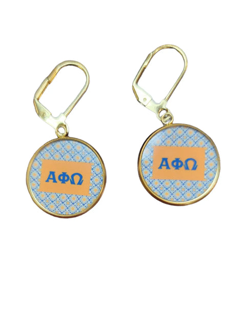 Alpha Phi Omega Gold Plated Stainless Steel Jewelry Set – Custom Fraternity Necklace and Earrings | Made in USA Gift Box Michelle Marie Boutique  Jewelry