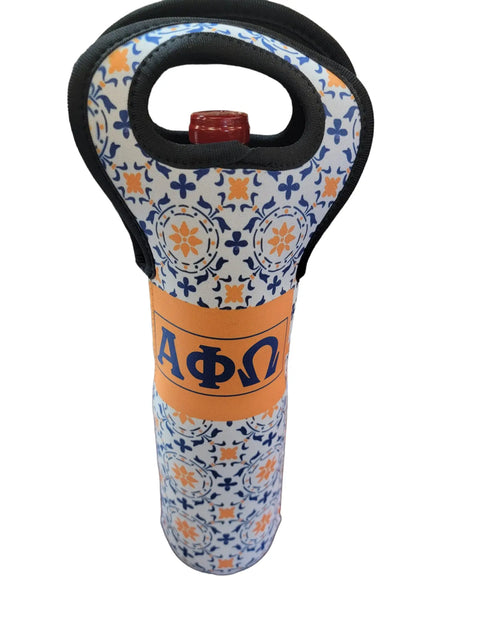 Alpha Phi Omega Neoprene Wine Bottle Carrier – Insulated Wine Tote with Accessories | Made in USA Michelle Marie Boutique  Wine Bag