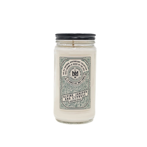 Alpine Juniper And Cypress 12oz Soy Wax Candle – Handcrafted Home Fragrance| Made In USA All American Maker 