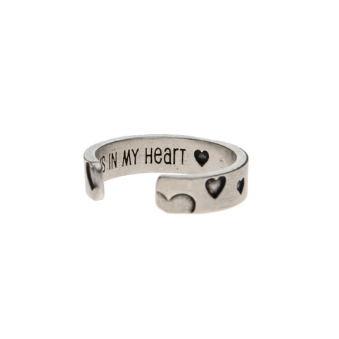 Always in My Heart Pewter Inspire Ring – Heart Motif Adjustable Band | Made in USA Handcrafted Whitney Howard Designs  InspireRings