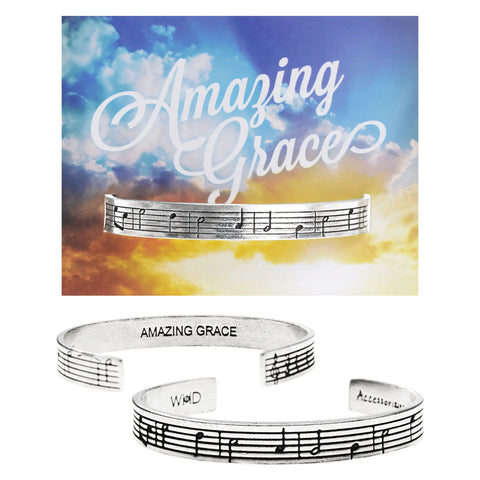 Amazing Grace Hymn Engraved Cuff Bracelet – Recycled Pewter Inspirational Jewelry | Made in USA Whitney Howard Designs  Cuff Bracelets