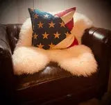 American Flag Waxed Canvas Pillow 23 Inch – Patriotic Leather Accent | Made in USA Suede Kloth 