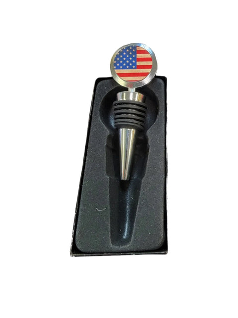 American Flag Wine Bottle Stopper 4 Inch – Patriotic Wine Accessory Metal Resin | Made in USA Michelle Marie Boutique  Bottle Stoppers & Savers