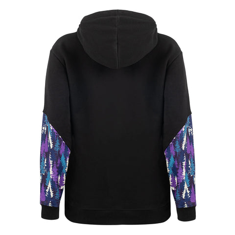 American-Made Black Hoodie – Purple Pine Tree Graphic – Fireside Pine | Cozy Outdoor Sweatshirt Fireside Pine  Hoodie