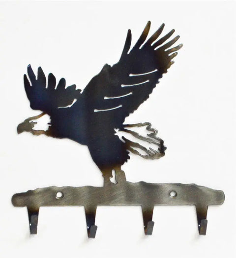 American-Made Eagle Silhouette Key Rack – Rustic Metal Wall Organizer | Made in USA Knights Home Decor  item
