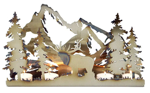 American-Made Elk Silhouette T Light Holder – Rustic Cabin Decor – Veteran-Owned Workshop | Made in USA Knights Home Decor  item