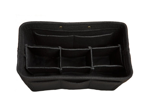 The Urban Southern Tote Insert is a lightweight black felt organizer with multiple compartments and dividers for customizable storage, shown from above against a white background.