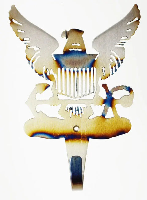 American-Made Navy Eagle Coat and Towel Hook – Durable 1/8 Inch Steel Wall Mount | Veteran Owned Knights Home Decor  item