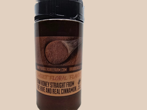 American-Made Raw Cinnamon Honey – All Natural Brooksville Florida Harvest | Artisan Local Honey Blend Made in USA Honey Badgers Bee Farm  Honey