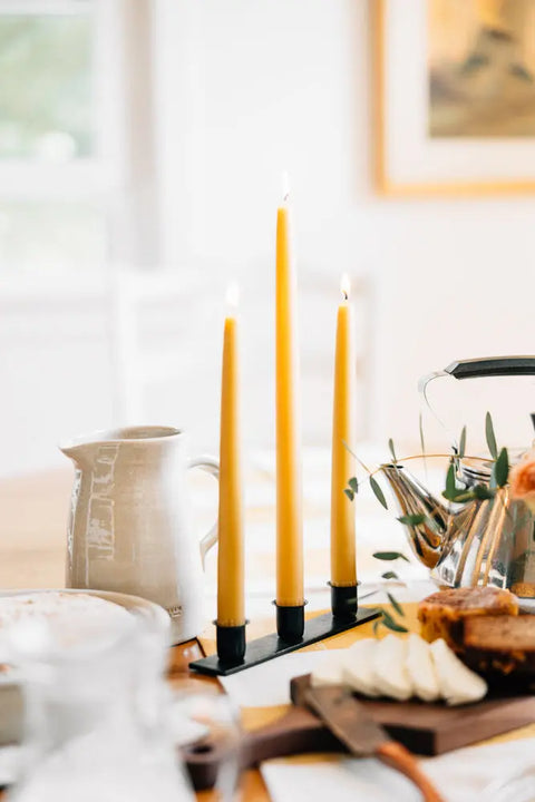 American-Made Triple Metal Candle Holder – 8.5 Inch Elegant Taper Candle Display | Handmade in USA Millstream Home  Homegoods