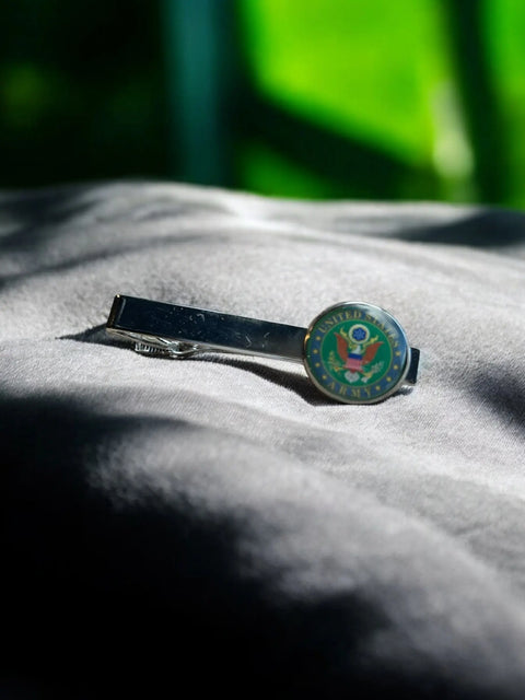 American-Made U.S. Army Seal Tie Clip – Patriotic Silver-Tone Accessory for Military Enthusiasts | Handmade in USA Michelle Marie Boutique 