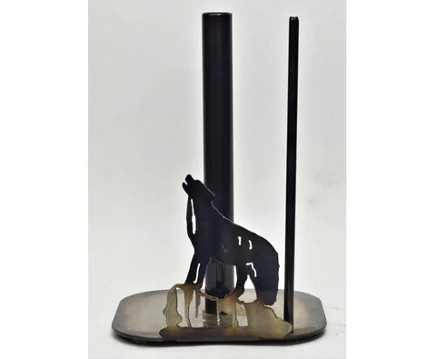 American-Made Wolf Howling Paper Towel Holder – Rustic Kitchen Accessory | Handcrafted Durable Steel Design Knights Home Decor  item