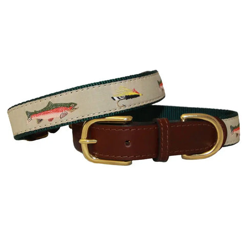 American Traditions Patriotic Ribbon and Leather Dog Collar – Durable Brass Hardware | Made in USA by Auburn Leathercrafters Auburn Leathercrafters  item