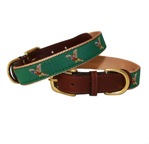 American Traditions Patriotic Ribbon and Leather Dog Collar – Durable Brass Hardware | Made in USA by Auburn Leathercrafters Auburn Leathercrafters  item