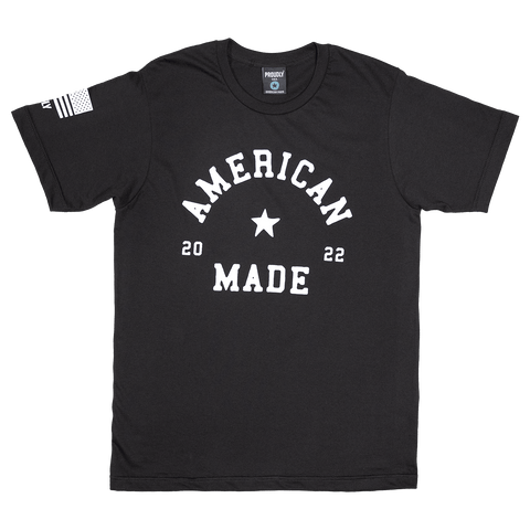 Men's Black American Made Cotton T-Shirt – 100% Combed Ring-Spun | Made in USA Proudly USA  T-shirt