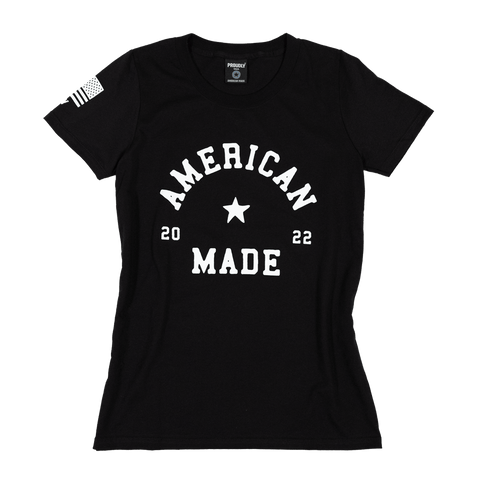 Women's Black Cotton T-Shirt – Patriotic American Made Tee | Made in USA Proudly USA  T-shirt