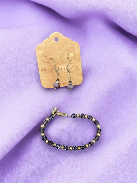 Amethyst Beaded Bracelet And Matte Finish Earrings Set – Unique Jewelry Gift | Made In USA Michelle Marie Boutique  Bracelet