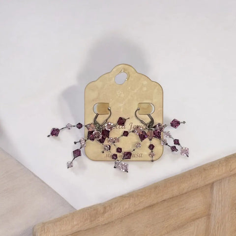 Amethyst Crystal Firework Statement Earrings – Handmade Leverback Dangle Jewelry | Made in USA Michelle Marie Boutique  Earring