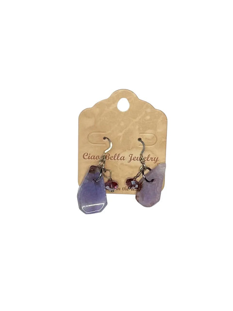 Amethyst Sea Glass Dangle Earrings – Genuine Purple Beach Glass Jewelry with Sterling Silver Hooks | Made in USA Michelle Marie Boutique  Earrings