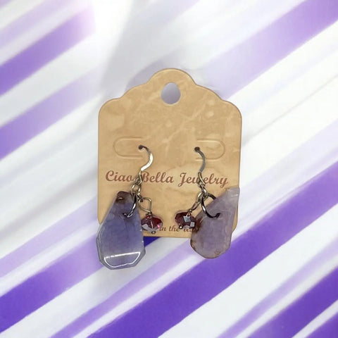 Amethyst Sea Glass Dangle Earrings – Genuine Purple Beach Glass Jewelry with Sterling Silver Hooks | Made in USA Michelle Marie Boutique  Earrings