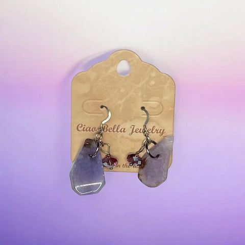Amethyst Sea Glass Dangle Earrings – Genuine Purple Beach Glass Jewelry with Sterling Silver Hooks | Made in USA Michelle Marie Boutique  Earrings