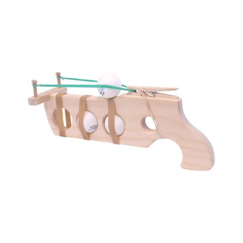 Amish Craft Wooden Ping Pong Ball Rubber Band Gun Toy – Handcrafted Toy Gun | Made in USA Amish Toy Box  Toy