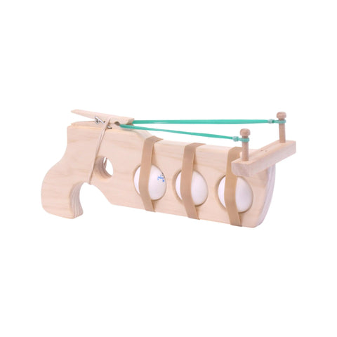 Amish Craft Wooden Ping Pong Ball Rubber Band Gun Toy – Handcrafted Toy Gun | Made in USA Amish Toy Box  Toy